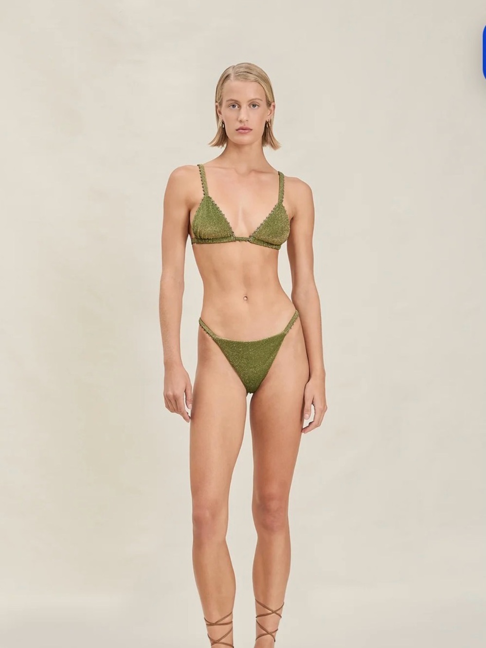 DEVON WINDSOR Olive Green Textured Bikini